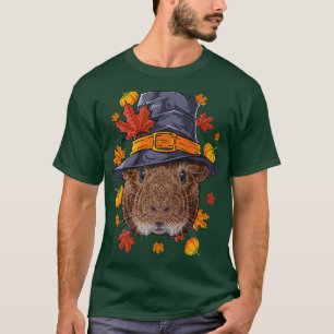 Camiseta Ação de Graças Guiné Pig Pilgrim Fall Autum
