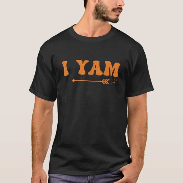 Camiseta Ação de Graças I Yam Wife Casal Mulheres de Ação d (Frente)