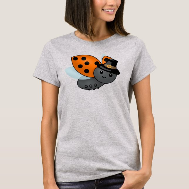 Camiseta Ação de Graças Ladybug Pilgrim (Frente)