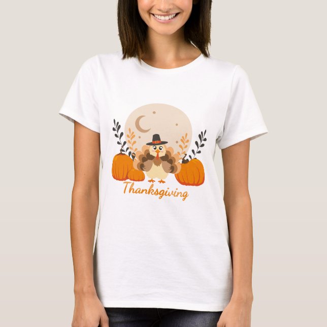 Camiseta Ação de Graças - Laranja-Justa - Pumpkin (Frente)