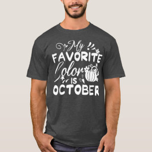 Camiseta Ação de Graças Minha Cor Favorita É Outubro Cair L