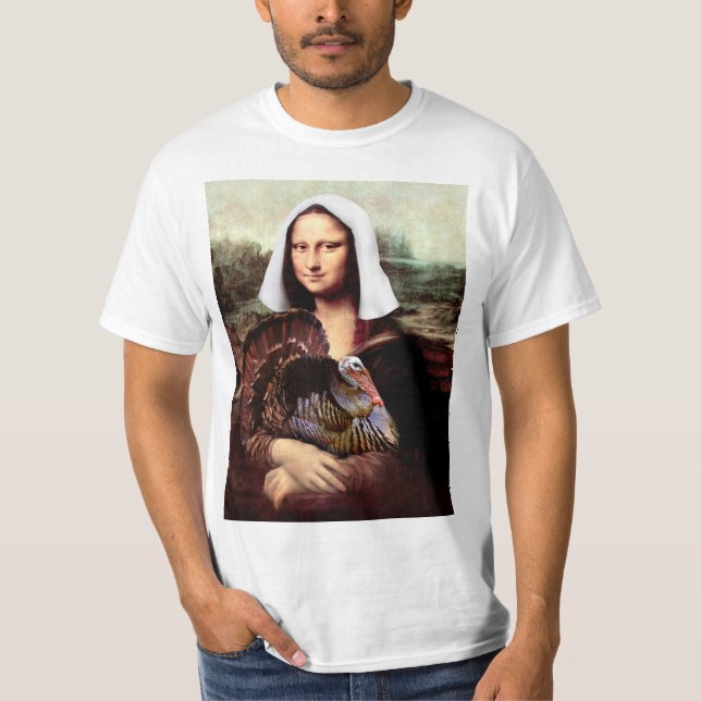 Camiseta Ação de Graças Mona Lisa Pilgrim (Frente)