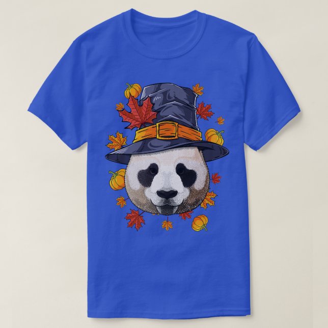 Camiseta Ação de Graças Panda Pilgrim Fall Autumn (Frente do Design)