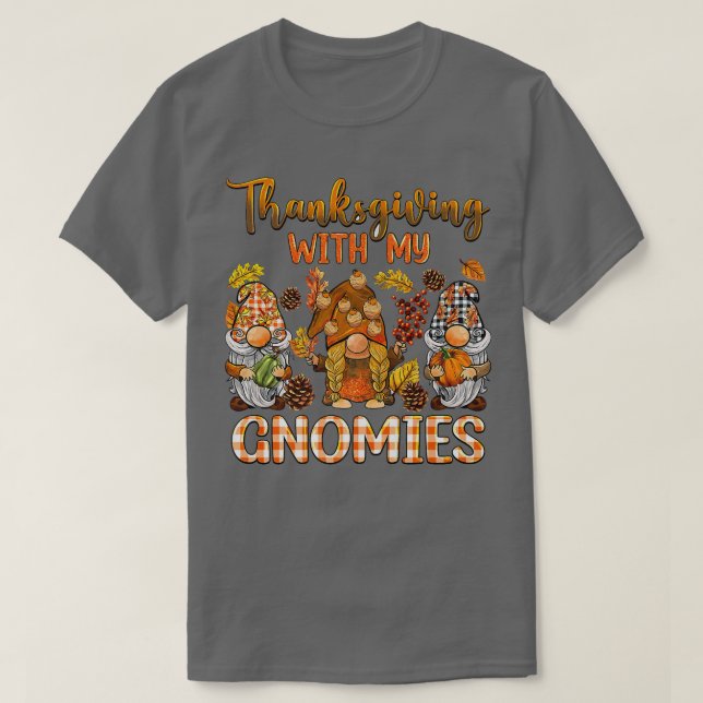 Camiseta Ação De Graças Para Os Meus Gnomos Caem Pumpkin Gn (Frente do Design)