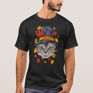 Camiseta Ação de Graças Peregrino de Shorthair Americano Fa