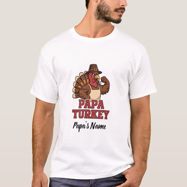 Camiseta Ação de Graças Personalizada da Família Papa Turqu (Frente)