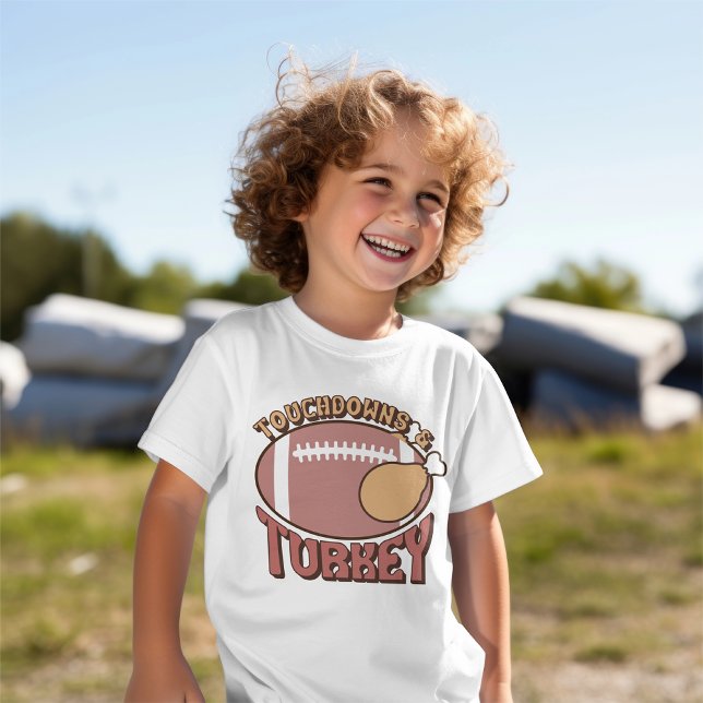 Camiseta Ação de Graças "Touchdown & Turkey" Queda Crianças (Criador carregado)