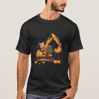 Camiseta Ação de Graças Turquia Construção escavadora Pumpk
