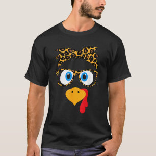 Camiseta Ação de Graças Turquia Face Leopardo Imprime Óculo