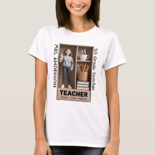 Camiseta Ação do professor Figura IA 3D Estilo de Doll in a