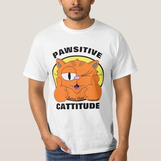 Camiseta AÇÃO PASSIVA DE Atitude Positiva Cat Pun (Frente)