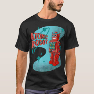 Camiseta Ação Retrofuturística do Robô Espacial Atômico Vin