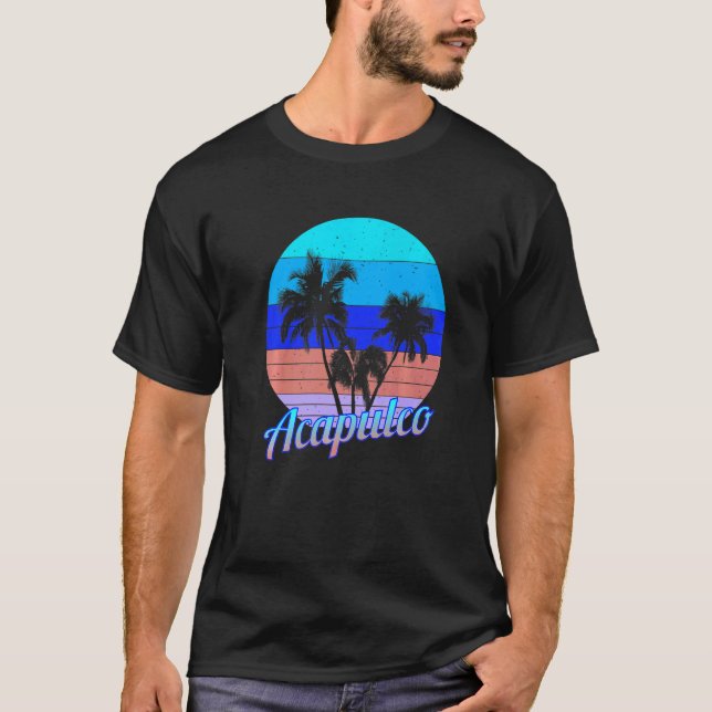 Camiseta Acapulco Retro Tropical Palm Trees Vacation   (Frente)