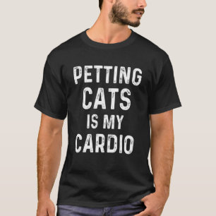 Camiseta Acariciar Gatos É Meu Cárdio Mãe de Gato Pai