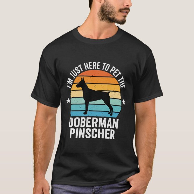 Camiseta Acaricie o Doberman Pinscher Retro (Frente)