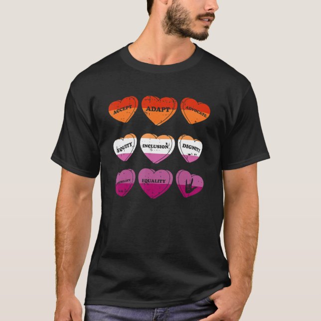 Camiseta Accept Adapt Advocate Lesbian Pride Flag Gay LGBT- (Frente)