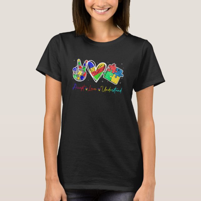 Camiseta Accept Engraçado Compreender Autismo Apoiante Awar (Frente)