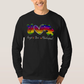 Camiseta Accept Love Understand Peace Heart Puzzle Autism A
