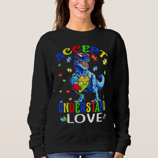 Camiseta Accept Understand Love Dinosaur Everybody Autism A (Frente)