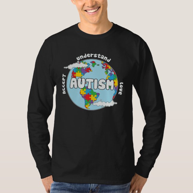 Camiseta Accept Understand Love Earth Puzzle Autism Awarene (Frente)
