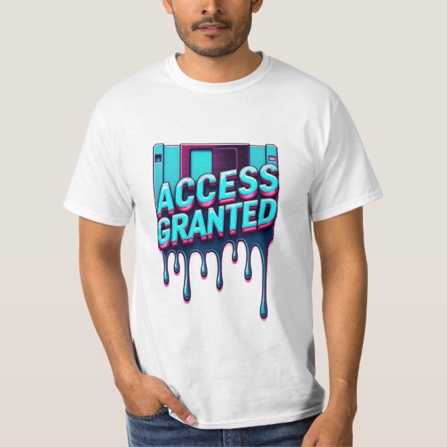 Camiseta Access Granted | Retro Hacker Floppy Disk Graphic (Frente)