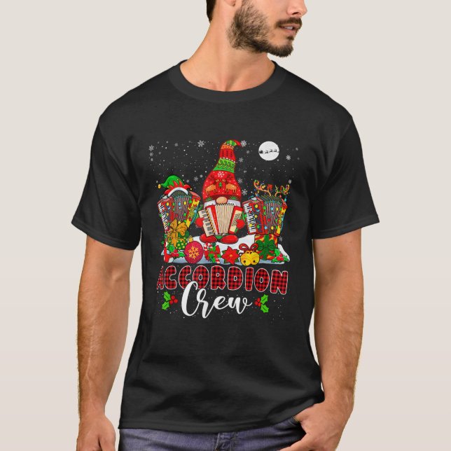 Camiseta Accordion Crew Xmas Santa Reindeer Gnome Playing A (Frente)