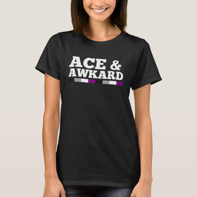 Camiseta Ace and Awkward Asexual Pride Flag Minimalist Styl (Frente)