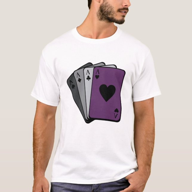 Camiseta Ace De Espadas Sinalizador Asexual Jogando Cartões (Frente)