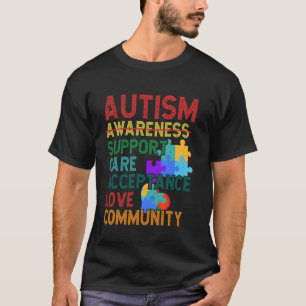 Camiseta Aceitação de Cuidados de Apoio ao Autismo Comunida