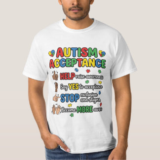 Camiseta Aceitação do Autismo Conscientização Apoio Neurodi