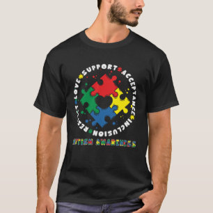 Camiseta Aceitação Inclusão Respeito Suporte ao Amor Autism