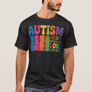 Camiseta Aceitação Retro Groovy Autismo Diferente