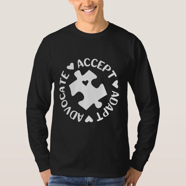 Camiseta Aceitar a Consciência do Autismo do Advogado Adapt (Frente)