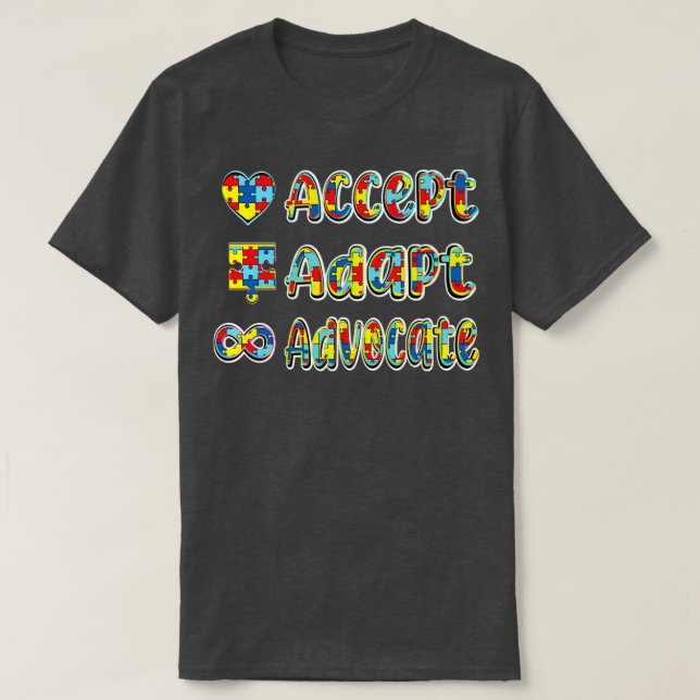 Camiseta Aceitar adaptação e advogar (Frente do Design)
