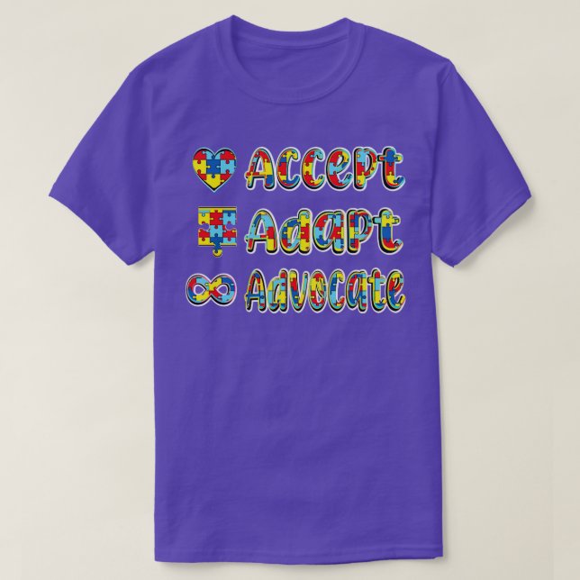 Camiseta Aceitar adaptação e advogar (Frente do Design)