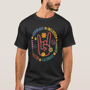 Camiseta Aceitar Adaptar Advocate Inclusão Equidade de Equi