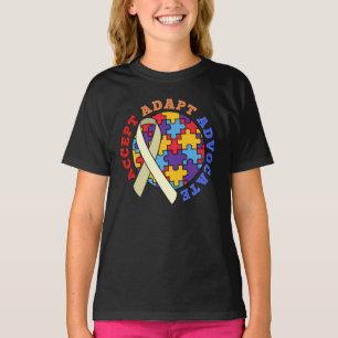 Camiseta Aceitar Adaptar o Advocate-Autismo Sensibilização