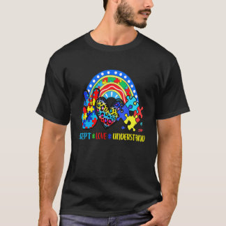 Camiseta Aceitar Amor Entender Peças de Puzzle Tie Dye Arco