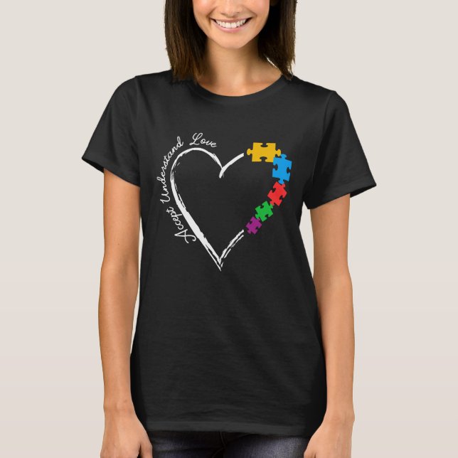 Camiseta Aceitar Compreender a Consciência do Autismo do Am (Frente)