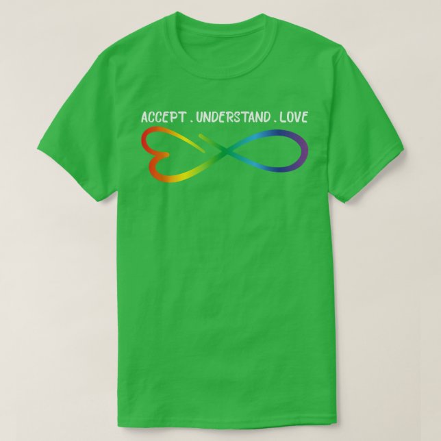 Camiseta Aceitar Compreender Aut. Infinity Neurodiversity (Frente do Design)