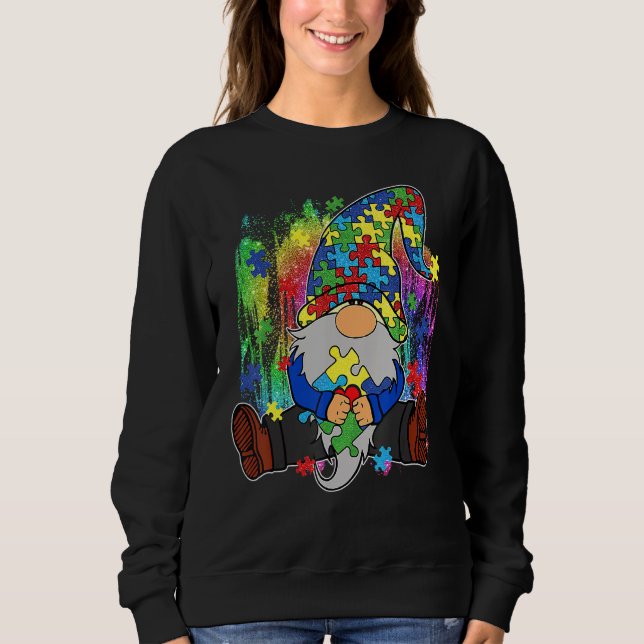 Camiseta Aceitar Compreender Autismo de Peças Quebra-cabeça (Frente)