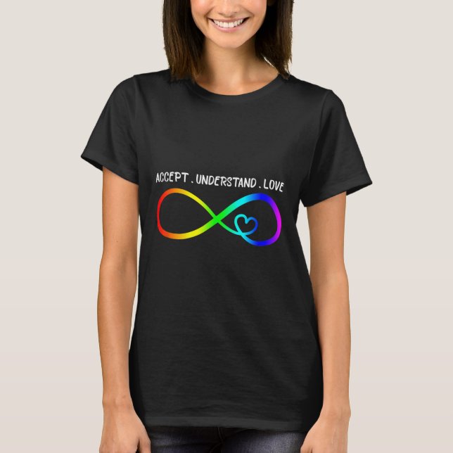 Camiseta Aceitar Compreender Autismo Infinito Pelo Coração  (Frente)