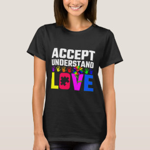 Camiseta Aceitar Compreender Criança de Consciência do Auti