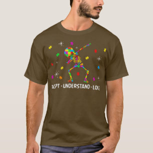 Camiseta Aceitar Compreender O Amor Dabbing Skeleton Autism