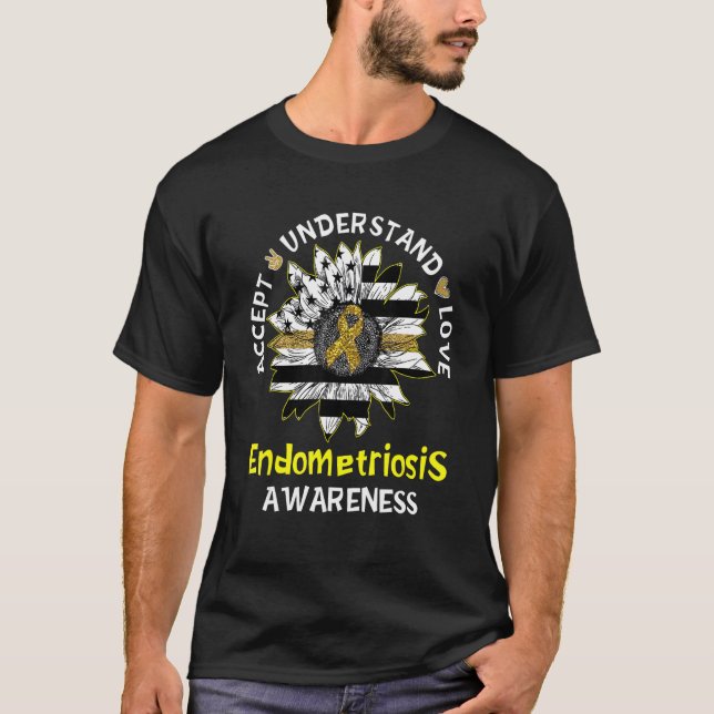Camiseta Aceitar Compreender O Amor Endometriose De Girasso (Frente)