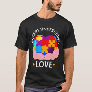 Camiseta Aceitar Compreender o Dia da Consciência do Autism