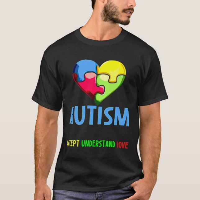 Camiseta Aceitar Compreender o Dia da Consciência do Autism (Frente)