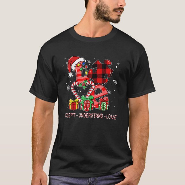 Camiseta Aceitar Compreender Quebra-cabeça Chr de Consciênc (Frente)