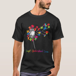 Camiseta Aceitar Compreender Quebra-cabeça Dandelion Autis