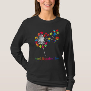 Camiseta Aceitar Compreender Quebra-cabeça Dandelion Autism